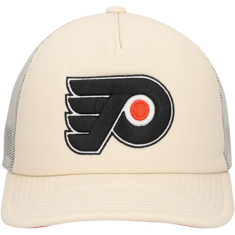 【送料無料】 ミッチェル&ネス メンズ 帽子 アクセサリー Men's Mitchell & Ness Cream Philadelphia Flyers Foam Front Trucker Adjustable Hat Fly Beige