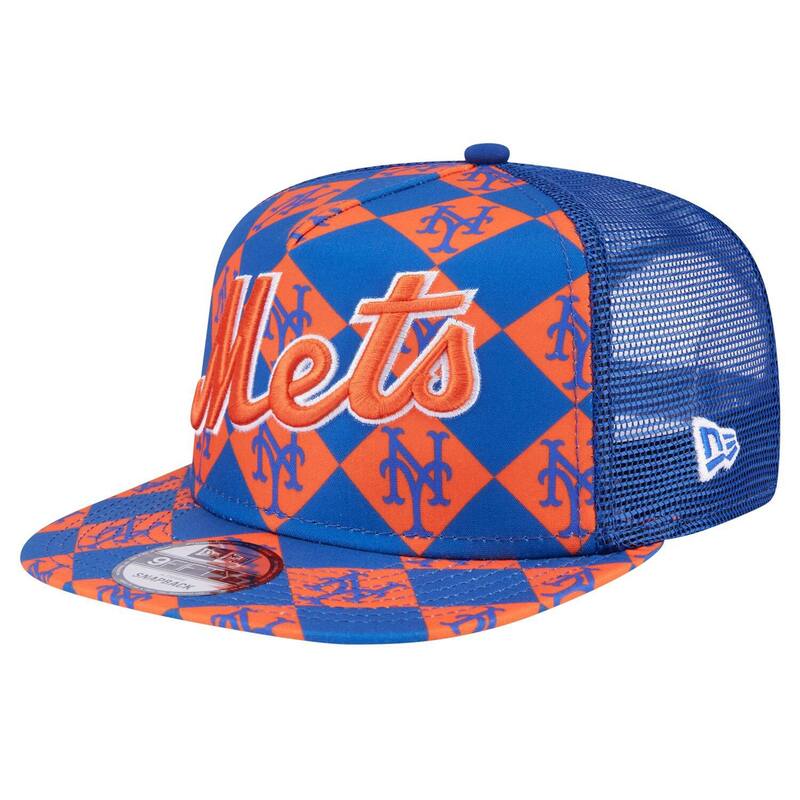 【送料無料】 ニューエラ メンズ 帽子 アクセサリー Men's New Era Royal New York Mets Seeing Diamonds A-Frame Trucker 9FIFTY Snapback Hat Met Blue