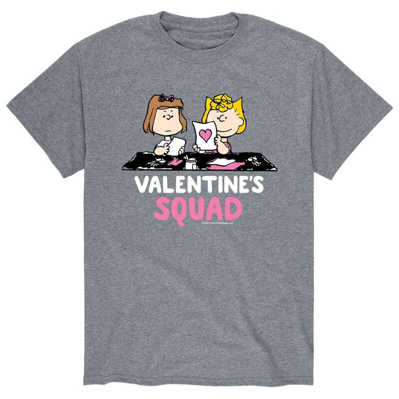 【送料無料】 ライセンス キャラクター メンズ Tシャツ トップス Men's Peanuts Valentine's Squad Tee Gray