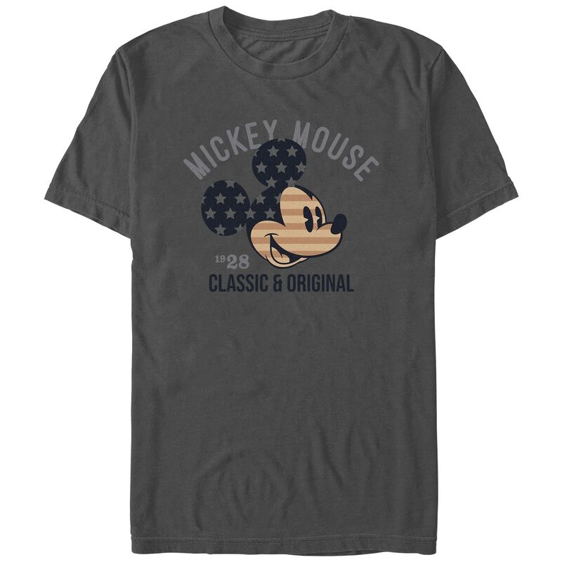 【送料無料】 ディズニー メンズ Tシャツ トップス Disney's Mickey Mouse Stars And Stripes Men's Graphic Tee Charcoal