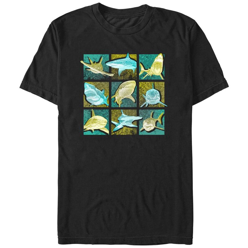 ̵ 饤 饯  T ȥåץ Men's Shark Portraits Graphic Tee Bl...