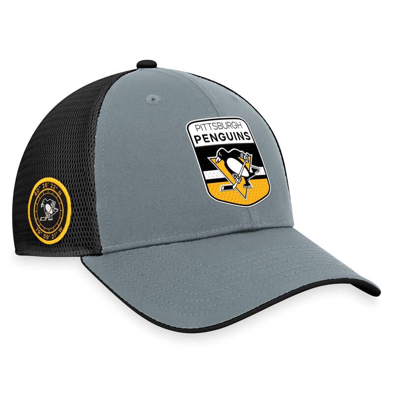 【送料無料】 ファナティクス メンズ 帽子 アクセサリー Men's Fanatics Branded Gray/Black Pittsburgh Penguins Authentic Pro Home Ice Trucker Adjustable Hat Png Grey