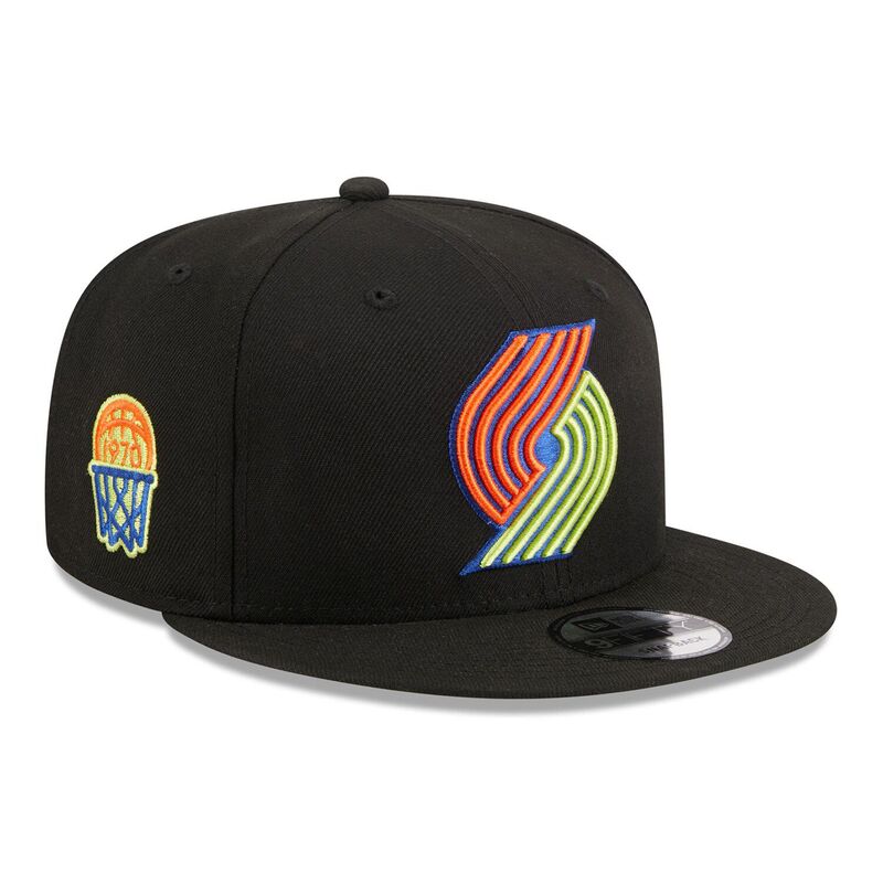 【送料無料】 ニューエラ メンズ 帽子 アクセサリー Men's New Era Black Portland Trail Blazers Neon Pop 9FIFTY Snapback Hat Trb Black