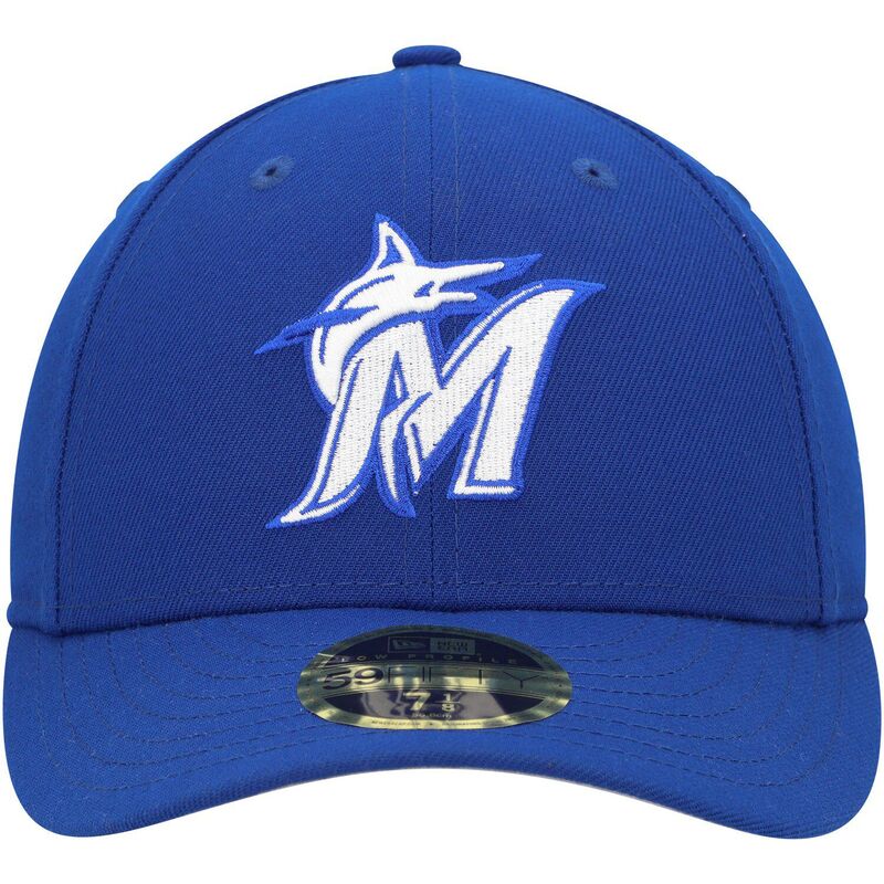 【送料無料】 ニューエラ メンズ 帽子 アクセサリー Men's New Era Royal Miami Marlins White LogoLow Profile 59FIFTY Fitted Hat Mrl Blue