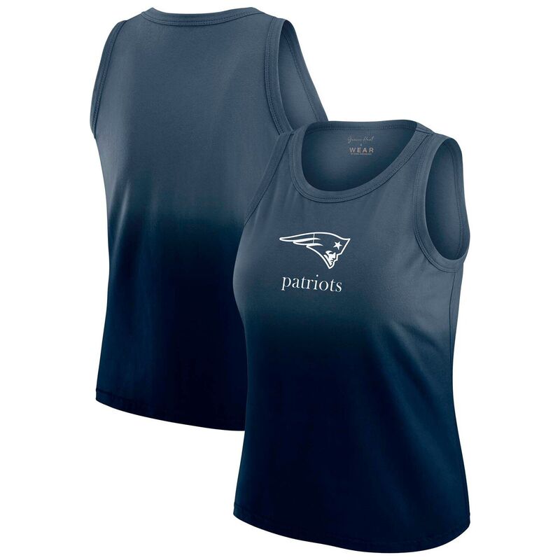 【送料無料】 ウェア バイ エリン アンドルーズ レディース Tシャツ トップス Women's WEAR by Erin Andrews x Gracie Hunt Navy New England Patriots Ombre Tank Top Pat Navy