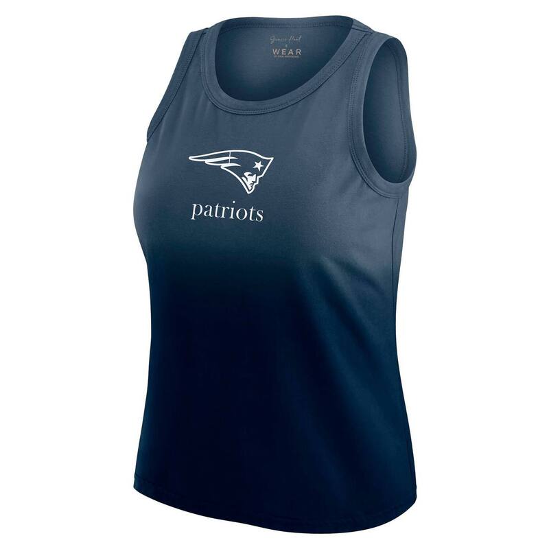 【送料無料】 ウェア バイ エリン アンドルーズ レディース Tシャツ トップス Women's WEAR by Erin Andrews x Gracie Hunt Navy New England Patriots Ombre Tank Top Pat Navy