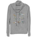 【送料無料】 ディズニー レディース Tシャツ トップス Disney Princess Once Upon A Time Icons Women's Cowlneck Graphic Lightweight Long Sleeve Gray Heather