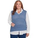 【送料無料】 アルフレッド ダナー レディース ニット・セーター アウター Plus Size Alfred Dunner Collared Vest Two-in-One Sweater Blue