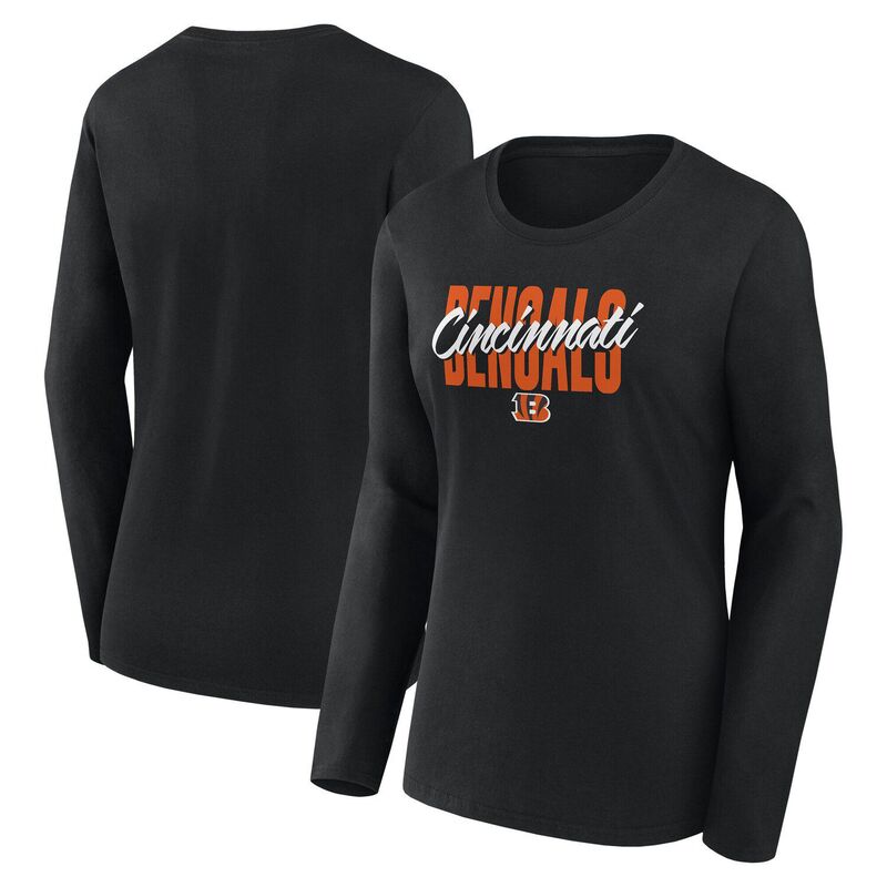 【送料無料】 アンブランデッド レディース Tシャツ トップス Women's Black Cincinnati Bengals Grip Long Sleeve T-Shirt Bng Black