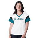 【送料無料】 ジースリー フォーハー バイ カール バンクス レディース Tシャツ トップス Women's G-III 4Her by Carl Banks White San Jose Sharks Rink Oversized Rhinestone V-Neck T-Shirt Sks White