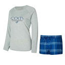 【送料無料】 アンブランデッド レディース ナイトウェア アンダーウェア Women's Concepts Sport Royal/Gray Indianapolis Colts Petition Raglan Long Sleeve T-Shirt and Shorts Set Clt Blue(4)