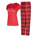 【送料無料】 アンブランデッド レディース ナイトウェア アンダーウェア Women's Concepts Sport Red/Black Carolina Hurricanes Vector T-Shirt & Pants Sleep Set Hur Red