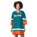 【送料無料】 スターター レディース ワンピース トップス Women's Starter Aqua Miami Dolphins Slap Shot 3/4 Sleeve Sneaker Dress Dol Turq A(4)