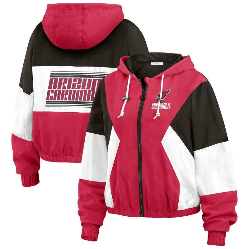【送料無料】 ウェア バイ エリン アンドルーズ レディース ジャケット・ブルゾン アウター Women's WEAR by Erin Andrews Cardinal/Black Arizona Cardinals Plus Size Color Block Full-Zip Windbreaker Jacket Acr Red