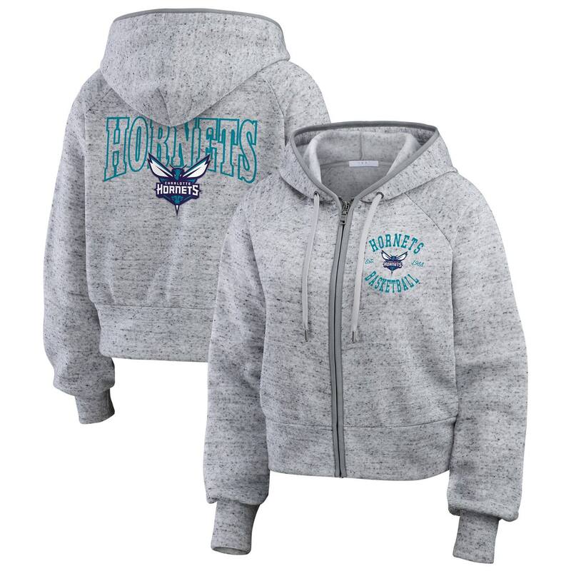 【送料無料】 ウェア バイ エリン アンドルーズ レディース Tシャツ トップス Women's WEAR by Erin Andrews Heather Gray Charlotte Hornets Speckled Radiator Full-Zip Hoodie Chr Grey