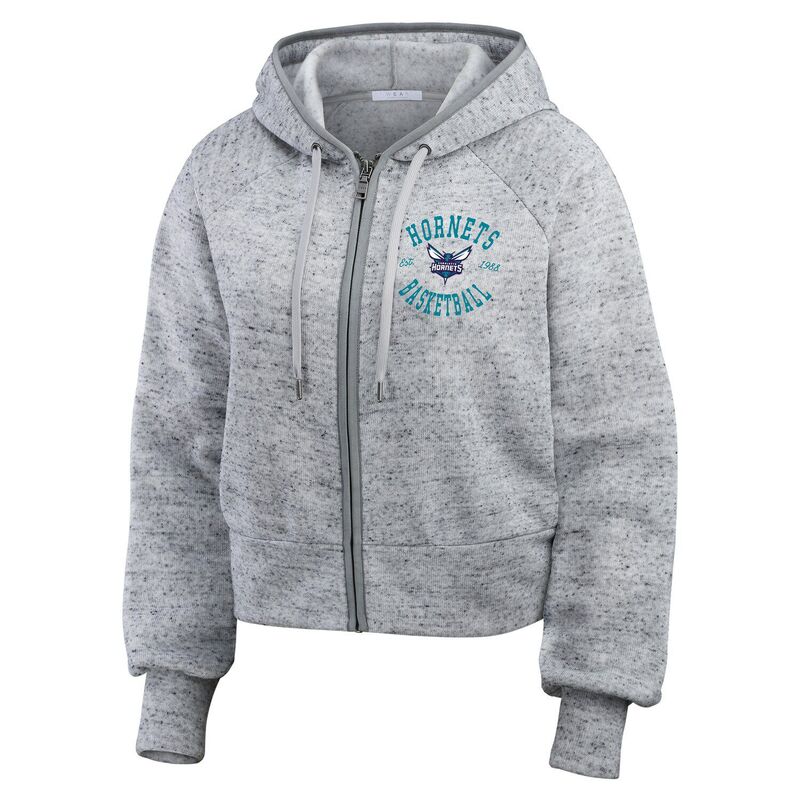 【送料無料】 ウェア バイ エリン アンドルーズ レディース Tシャツ トップス Women's WEAR by Erin Andrews Heather Gray Charlotte Hornets Speckled Radiator Full-Zip Hoodie Chr Grey