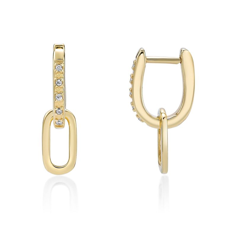 【送料無料】 Gemminded レディース ピアス・イヤリング アクセサリー Gemminded 18k Gold Over Silver Lab-Grown Diamond Accent Link Drop Earrings Gold Tone