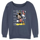 【送料無料】 ディズニー レディース Tシャツ トップス Disney's Mickey Mouse And Friends Portraits Juniors' Graphic Pullover Blue Heather