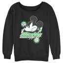 【送料無料】 ディズニー レディース Tシャツ トップス Disney's Mickey Mouse Angry Face Peace '28 Juniors' Graphic Pullover Black