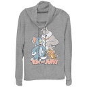 【送料無料】 ライセンス キャラクター レディース Tシャツ トップス Women's Tom & Jerry Happy Pals Poster Cowlneck Graphic Lightweight Long Sleeve Gray Heather
