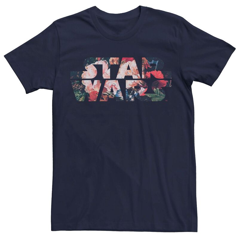 【送料無料】 スター ウォーズ メンズ Tシャツ トップス Men's Star Wars Antique Flower Print Logo Tee Navy