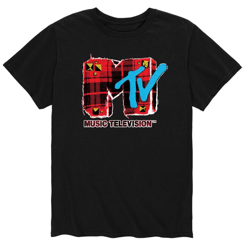 【送料無料】 ライセンス キャラクター メンズ Tシャツ トップス Men's MTV Grunge Plaid Tee Black