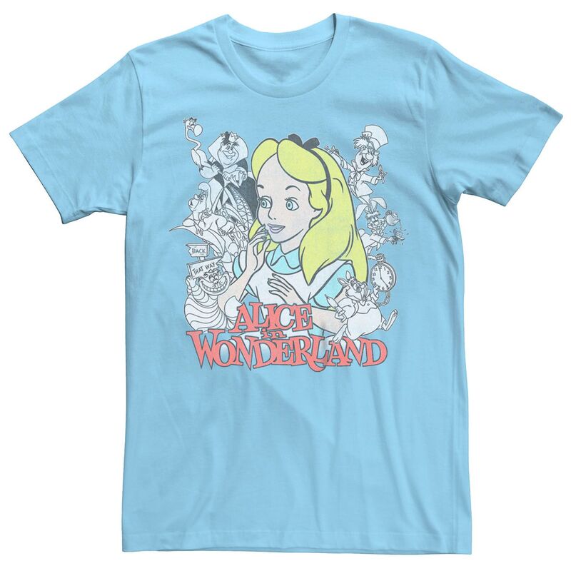 【送料無料】 ライセンス キャラクター メンズ Tシャツ トップス Men's Disney's Alice In Wonderland Characters Tee Light Blue