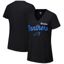 【送料無料】 ジースリー フォーハー バイ カール バンクス レディース Tシャツ トップス Women's G-III 4Her by Carl Banks Black Carolina Panthers Post Season V-Neck T-Shirt Pth Black