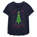 【送料無料】 ライセンス キャラクター レディース Tシャツ トップス Plus Size Beetlejuice 2 You're Cordially Invited Wedding Cake Invitation Flowy Graphic Tee Navy(4)