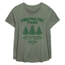【送料無料】 アンブランデッド レディース Tシャツ トップス Plus Size Christmas Tree Farm Since 1930 Flowy Graphic Tee Sage