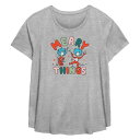 【送料無料】 ライセンス キャラクター レディース Tシャツ トップス Plus Size Dr. Seuss Thing 1 And Thing 2 Merry Things Flowy Graphic Tee Heather Gray