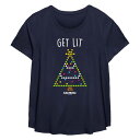【送料無料】 ライセンス キャラクター レディース Tシャツ トップス Plus Size Lite-Brite Get Lit Christmas Tree Flowy Graphic Tee Navy