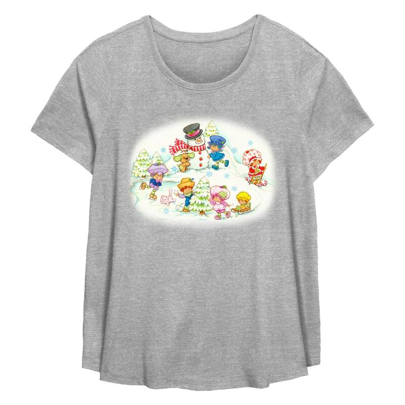 アニメキャラクター レディース トップス Tシャツ プラスサイズ グラフィック Licensed Character Plusize Strawberry Shortcake Winter Fun Flowy Graphic Tee Heather Gray グレー