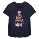【送料無料】 ライセンス キャラクター レディース Tシャツ トップス Plus Size Strawberry Shortcake Berry Christmas Tree Flowy Graphic Tee Navy