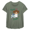 【送料無料】 スター ウォーズ レディース Tシャツ トップス Plus Size Star Wars R2-D2 And Princess Leia Organa Merry And Bright Flowy Graphic Tee Sage
