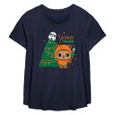 【送料無料】 スター ウォーズ レディース Tシャツ トップス Plus Size Star Wars Yuletide Yub Nub Flowy Graphic Tee Navy
