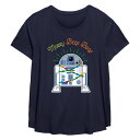 【送料無料】 スター ウォーズ レディース Tシャツ トップス Plus Size Star Wars R2-D2 Merry Beep Boop Flowy Graphic Tee Navy(4)