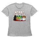 【送料無料】 スター ウォーズ レディース Tシャツ トップス Women's Star Wars Characters Happy Holidays Graphic Tee Heather Gray
