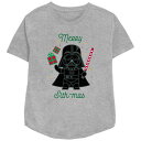 【送料無料】 スター ウォーズ レディース Tシャツ トップス Women's Star Wars Darth Vader Merry Sith-mas Relaxed Fit Graphic Tee Athletic Heather