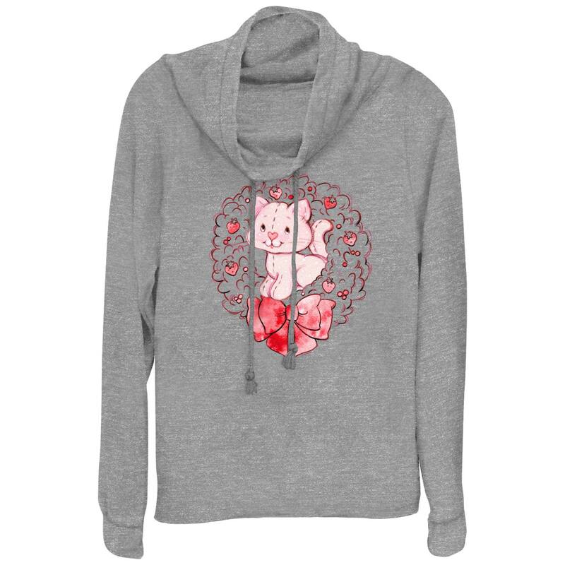 【送料無料】 ライセンス キャラクター レディース Tシャツ トップス Women's Strawberry Shortcake Custard Wreath Cowlneck Graphic Lightweight Long Sleeve Gray Heather