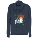 【送料無料】 スター ウォーズ レディース Tシャツ トップス Women's Star Wars R2-D2 And Princess Leia Organa Merry And Bright Cowlneck Graphic Lightweight Long Sleeve Navy