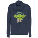 【送料無料】 スター ウォーズ レディース Tシャツ トップス Women's Star Wars Yoda Be Merry You Will Cowlneck Graphic Lightweight Long Sleeve Navy