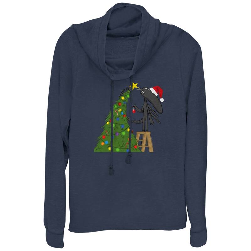 アニメキャラクター レディース トップス Tシャツ グラフィック Licensed Character Women's Alien Xenomorph Christmas Ready Cowlneck Graphic Lightweight Long Sleeve Navy ネイビー