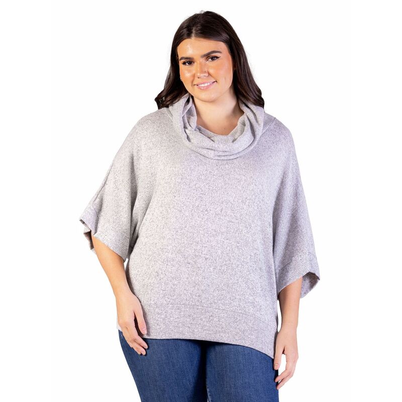 24 セブンコンフォート レディース トップス Tシャツ プラスサイズ セーター Plusize 24Seven Comfort Apparel Heathered Cowlneck Dolman Sleeve Sweater Gray グレー
