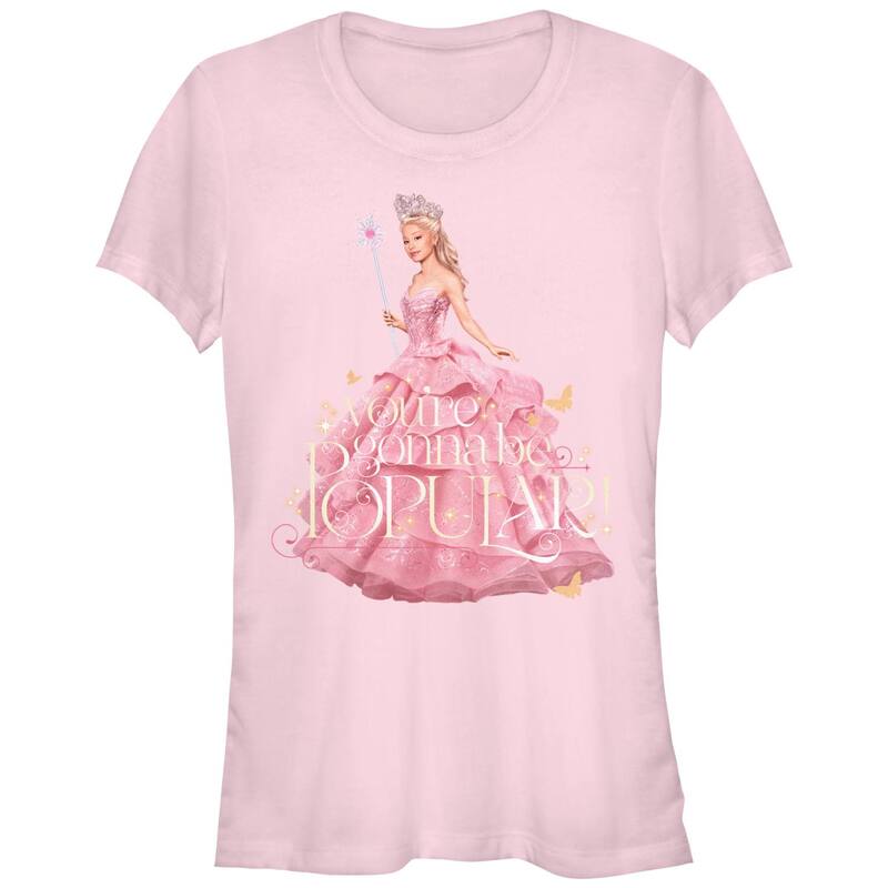【送料無料】 ライセンス キャラクター レディース Tシャツ トップス Juniors' Wicked Glinda You're Gonna Be Popular Fitted Graphic Tee Light Pink(4)