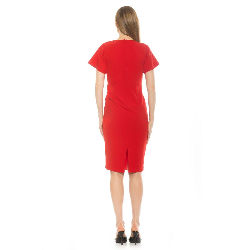 【送料無料】 アレクシアアドマー レディース ワンピース トップス Women's ALEXIA ADMOR Clara Crewneck Draped Short Sleeve Dress Red