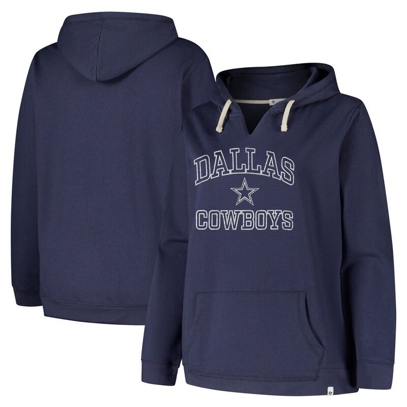 【送料無料】 プロファイル レディース Tシャツ トップス Women's Profile Navy Dallas Cowboys Plus Size Kennedy Pullover Hoodie Cow Navy