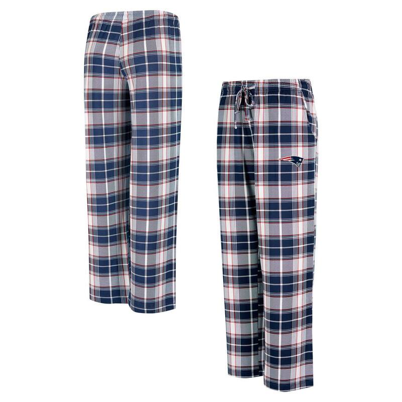 【送料無料】 アンブランデッド レディース ナイトウェア アンダーウェア Women's Concepts Sport Navy New England Patriots Ashford Plaid Knit Pants Pat Navy