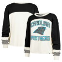 【送料無料】 フォーティセブンブランド レディース Tシャツ トップス Women's '47 Cream Carolina Panthers Double Header Curve Raglan Long Sleeve Crop Top Pth Beige