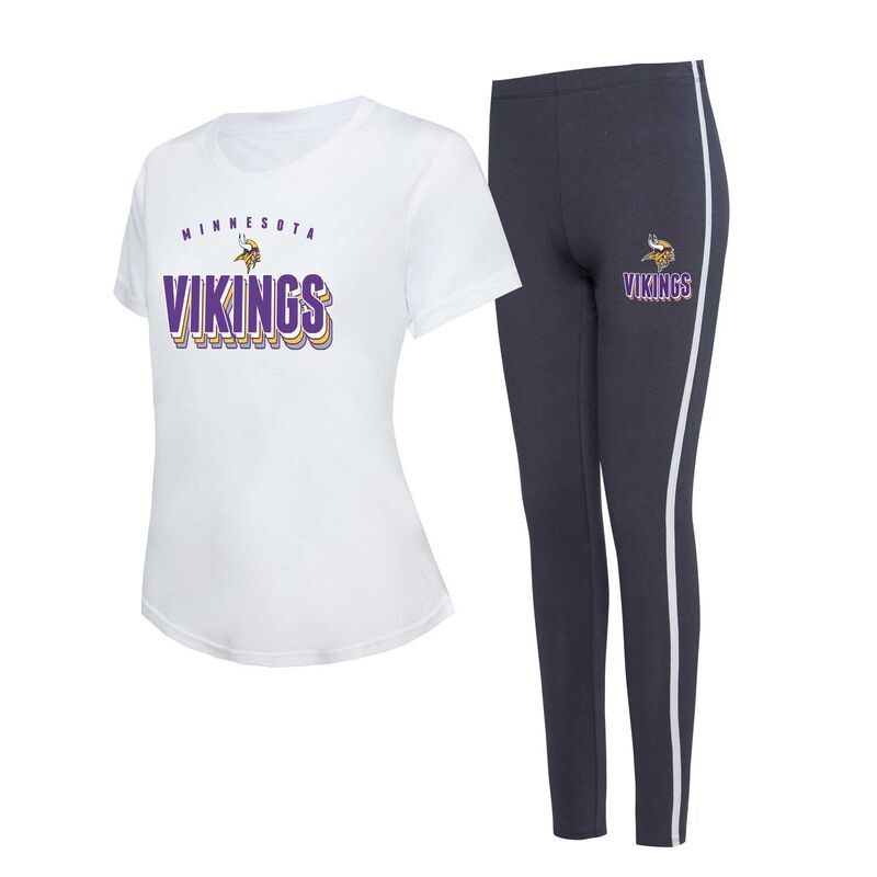 楽天ReVida 楽天市場店【送料無料】 アンブランデッド レディース ナイトウェア アンダーウェア Women's Concepts Sport Minnesota Vikings Sonata T-Shirt & Leggings Lounge Set Mvk Charco